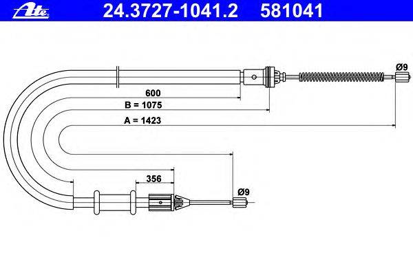 Трос, стояночная тормозная система ATE 24.3727-1041.2