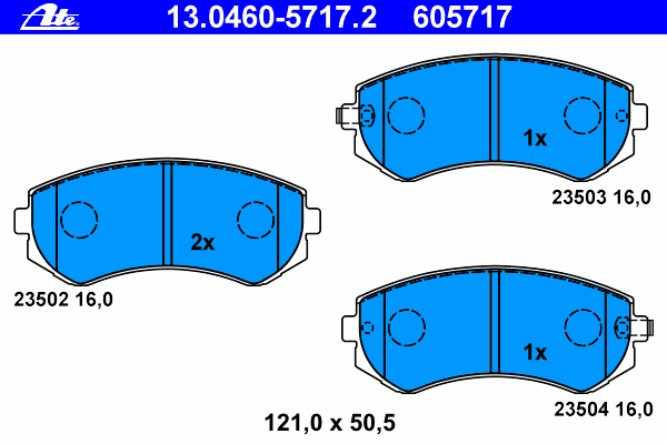 Комплект тормозных колодок, дисковый тормоз ATE 13.0460-5717.2