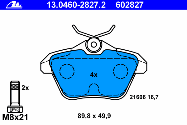 Комплект тормозных колодок, дисковый тормоз ATE 13046028272