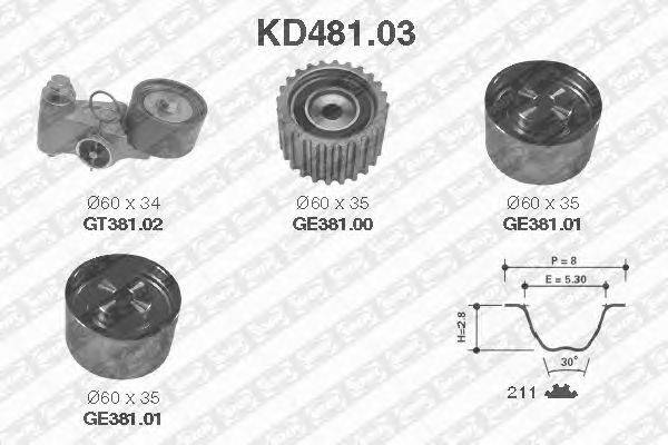 Комплект ремня ГРМ SNR KD481.03