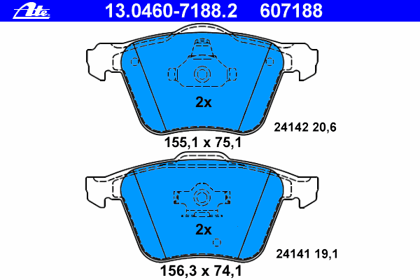 Комплект тормозных колодок, дисковый тормоз ATE 13.0460-7188.2