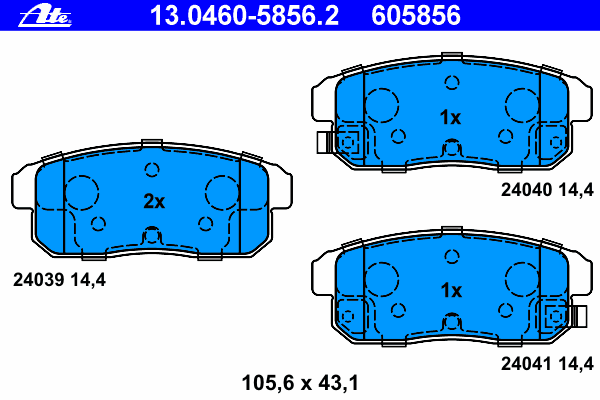 Комплект тормозных колодок, дисковый тормоз ATE 13.0460-5856.2