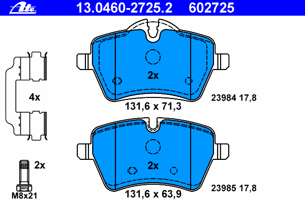 Комплект тормозных колодок, дисковый тормоз ATE 23984