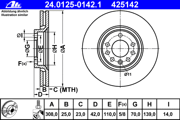 Тормозной диск ATE 24.0125-0142.1