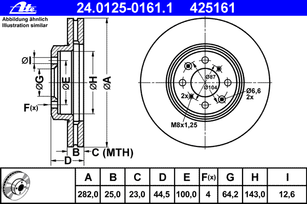 Тормозной диск ATE 24.0125-0161.1