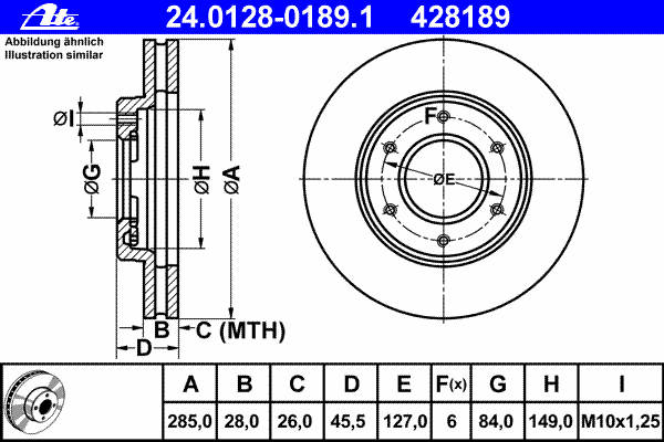 Тормозной диск ATE 24.0128-0189.1