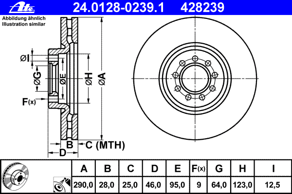 Тормозной диск ATE 24.0128-0239.1