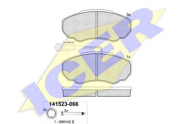 Комплект тормозных колодок, дисковый тормоз ICER 23918