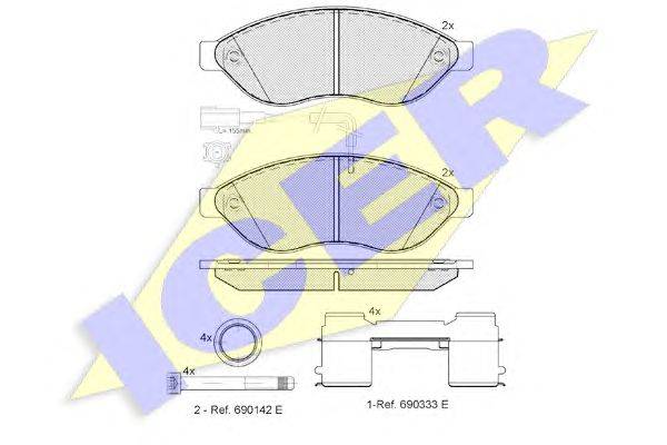 Комплект тормозных колодок, дисковый тормоз ICER 141803-203