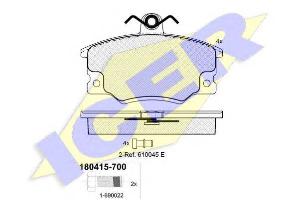 Комплект тормозных колодок, дисковый тормоз ICER 20834
