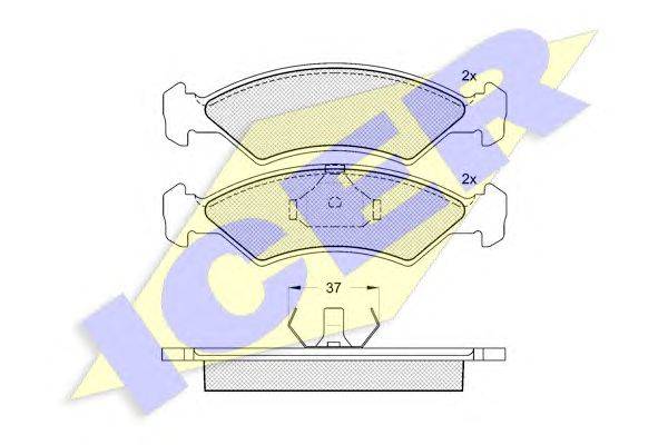 Комплект тормозных колодок, дисковый тормоз ICER 20858