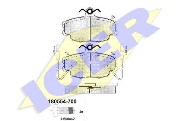 Комплект тормозных колодок, дисковый тормоз ICER 20771