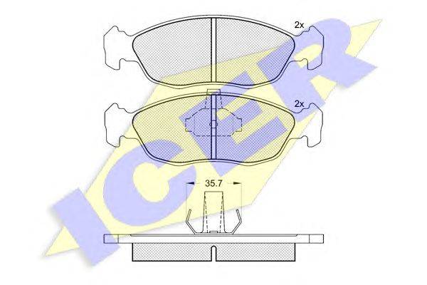 Комплект тормозных колодок, дисковый тормоз ICER 181121