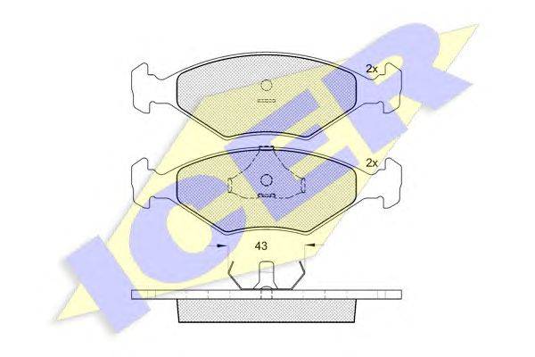 Комплект тормозных колодок, дисковый тормоз ICER 21962