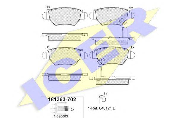 Комплект тормозных колодок, дисковый тормоз ICER 181363-702