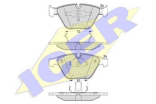 Комплект тормозных колодок, дисковый тормоз ICER 181577