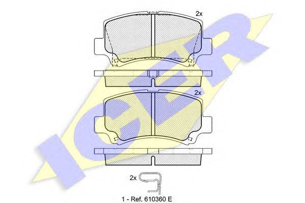 Комплект тормозных колодок, дисковый тормоз ICER 23662