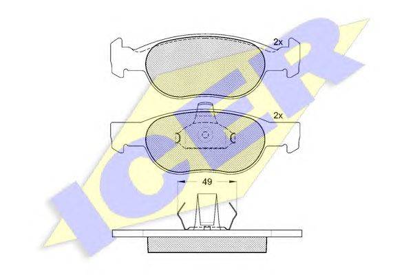 Комплект тормозных колодок, дисковый тормоз ICER 181616