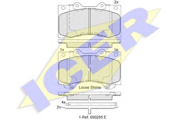 Комплект тормозных колодок, дисковый тормоз ICER 182051