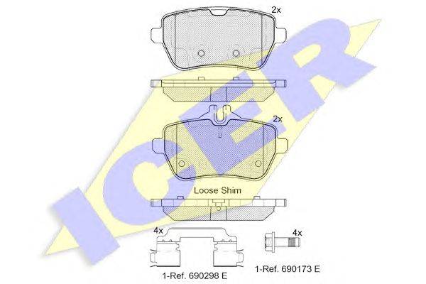 Комплект тормозных колодок, дисковый тормоз ICER 182076