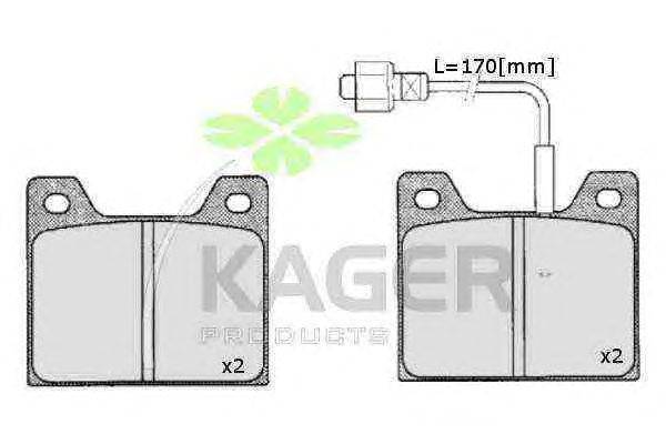 Комплект тормозных колодок, дисковый тормоз KAGER 350341