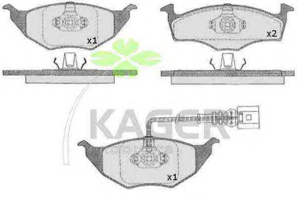 Комплект тормозных колодок, дисковый тормоз KAGER 350473