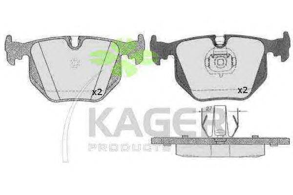 Комплект тормозных колодок, дисковый тормоз KAGER 21282