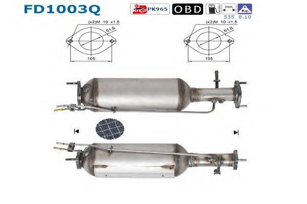 Сажевый / частичный фильтр, система выхлопа ОГ AS FD1003Q