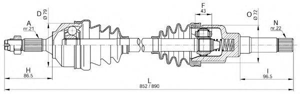 Приводной вал OPEN PARTS DRS6182.00