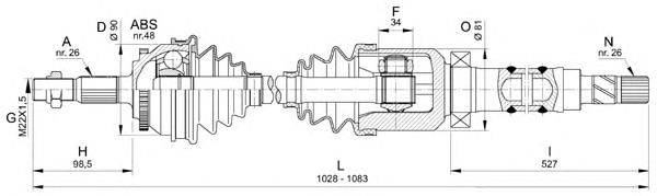 Приводной вал OPEN PARTS DRS6328.00