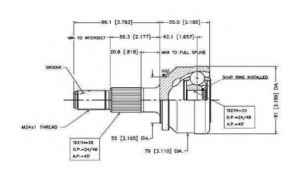 Шарнирный комплект, приводной вал VEMA 18208