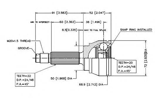 Шарнирный комплект, приводной вал VEMA 18212