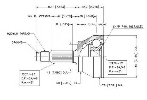 Шарнирный комплект, приводной вал VEMA 18216