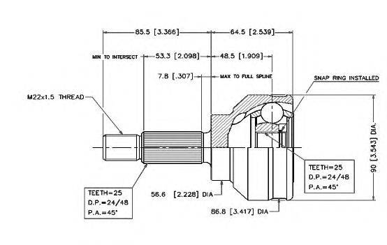 Шарнирный комплект, приводной вал VEMA 18410