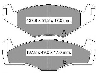 Комплект тормозных колодок, дисковый тормоз VW 171615115A