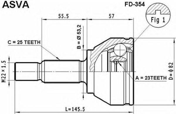 Шарнирный комплект, приводной вал ASVA FD-354