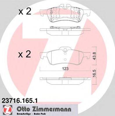 Комплект тормозных колодок, дисковый тормоз ZIMMERMANN 23716