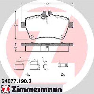 Комплект тормозных колодок, дисковый тормоз ZIMMERMANN 24077.190.3