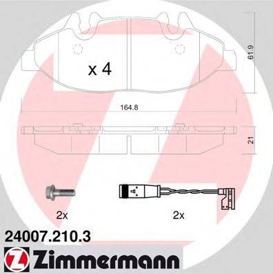 Комплект тормозных колодок, дисковый тормоз ZIMMERMANN 24007.210.3