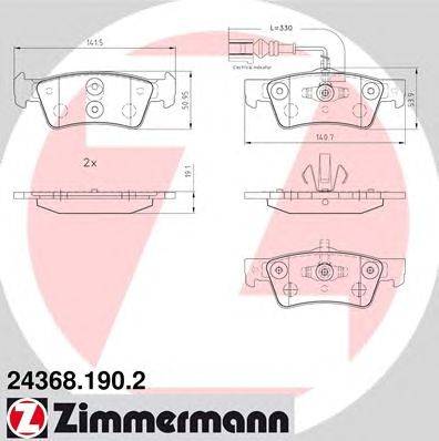 Комплект тормозных колодок, дисковый тормоз ZIMMERMANN 243681902