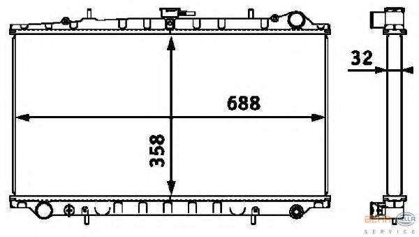 Радиатор, охлаждение двигателя HELLA 8MK376718471