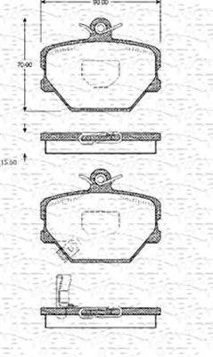 Комплект тормозных колодок, дисковый тормоз MAGNETI MARELLI 23001
