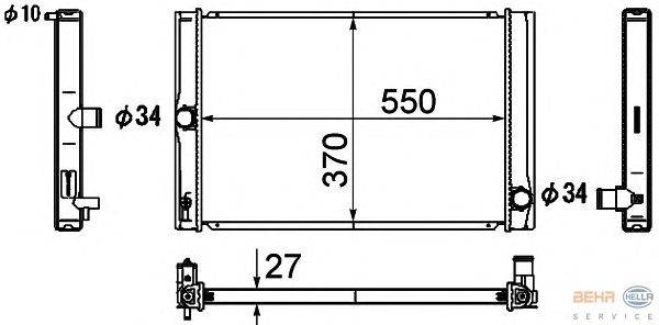 Радиатор, охлаждение двигателя BEHR HELLA SERVICE 8MK 376 790-151