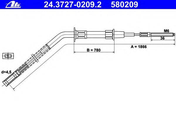 Трос, стояночная тормозная система ATE 24.3727-0209.2