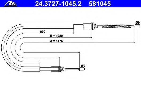 Трос, стояночная тормозная система ATE 24.3727-1045.2