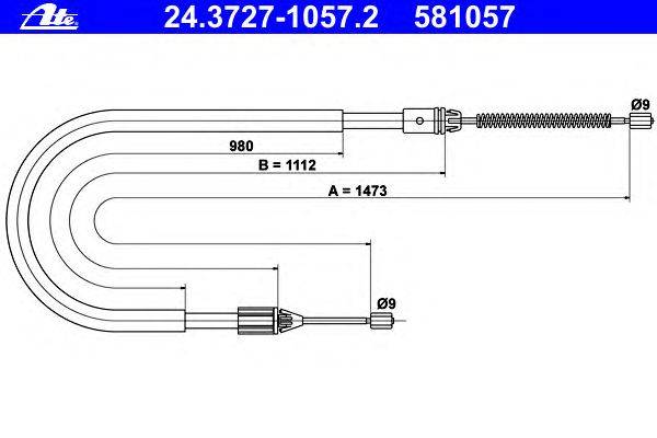 Трос, стояночная тормозная система ATE 24.3727-1057.2