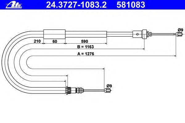 Трос, стояночная тормозная система ATE 24.3727-1083.2