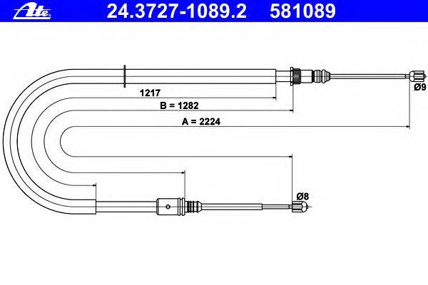 Трос, стояночная тормозная система ATE 24.3727-1089.2