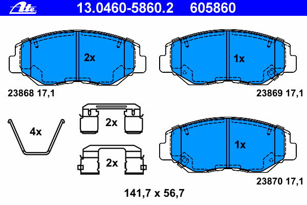 Комплект тормозных колодок, дисковый тормоз ATE 13046058602