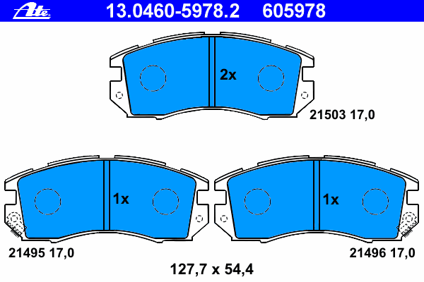 Комплект тормозных колодок, дисковый тормоз ATE 21503
